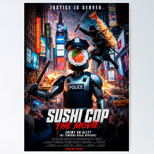 Item preview, Sushi Cop: Cyberpunk Justice - The Tempura Ninja Battle designed and sold by Surreal Characters & Cute Pups.
