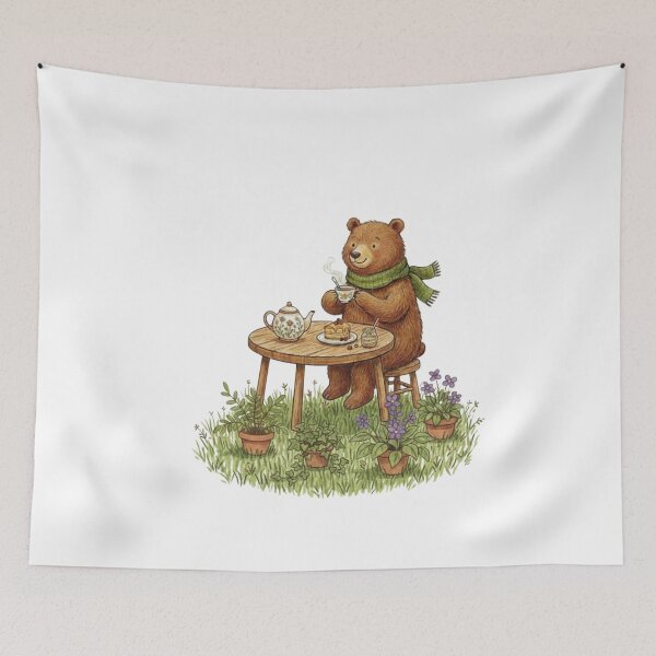 Item preview, Cozy Cottagecore Bear Afternoon Tea Party Illustration designed and sold by TaiwanMemory.