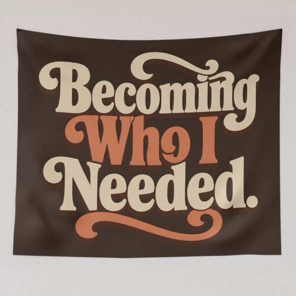 Item preview, Becoming Who I Needed. | Retro Personal Growth Typography designed and sold by Irene Catchmind.