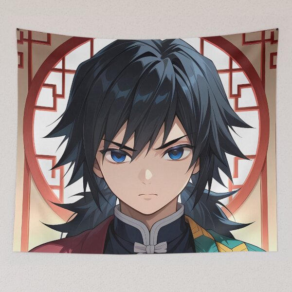 Item preview, Giyu Tomioka Demon Slayer Framed Blue Eye Portrait designed and sold by justnickthings.