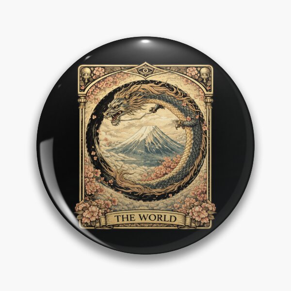 Item preview, The World Tarot Card Mount Fuji Japanese Dragon Zen Art designed and sold by YokaiInk.