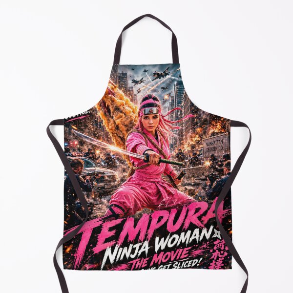 Item preview, TEMPURA NINJA WOMAN: The Action-Packed Foodie Warrior Movie Poster designed and sold by Surreal Characters & Cute Pups.