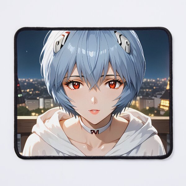 Item preview, Rei Ayanami Neon Genesis Evangelion Rooftop Night Lights White Hoodie designed and sold by justnickthings.