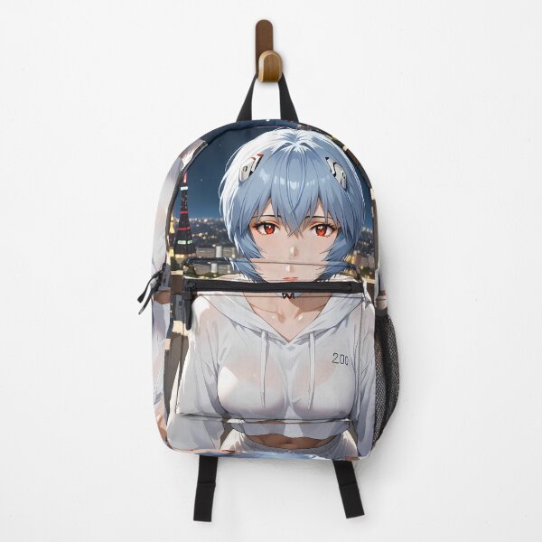Item preview, Rei Ayanami Neon Genesis Evangelion Rooftop Night Lights White Hoodie designed and sold by justnickthings.