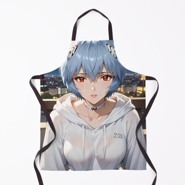 Item preview, Rei Ayanami Neon Genesis Evangelion Rooftop Night Lights White Hoodie designed and sold by justnickthings.
