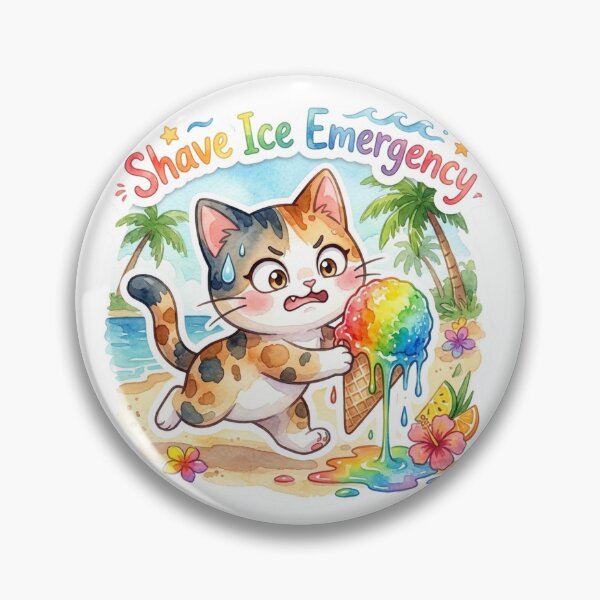 Item preview, Shave Ice Emergency – Funny Hawaiian Shave Ice Cat Sticker designed and sold by LaniDigitalNook.