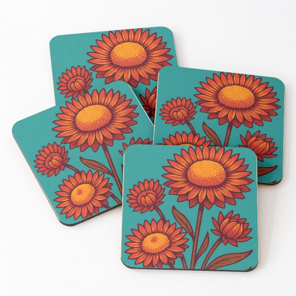 Item preview, Retro Pop Art Poster Illustration of Strawflower Blooms | Bold Everlasting Flower Print with Vibrant Petals & Vintage Botanical Aesthetic | Colorful Floral Wall Art Decor designed and sold by PaintedPixels01.