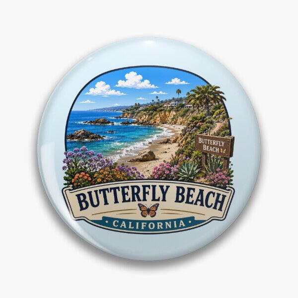 Artikelvorschau, Butterfly Beach, Kalifornien – Küstenklippen und Monarchfalter entworfen und verkauft von Myra365Art.
