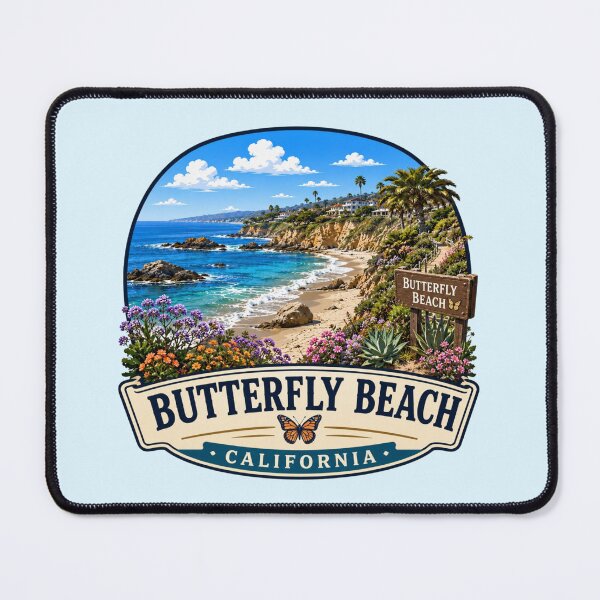 Item preview, Butterfly Beach, California - Coastal Cliffs & Monarch Butterfly designed and sold by Myra365Art.