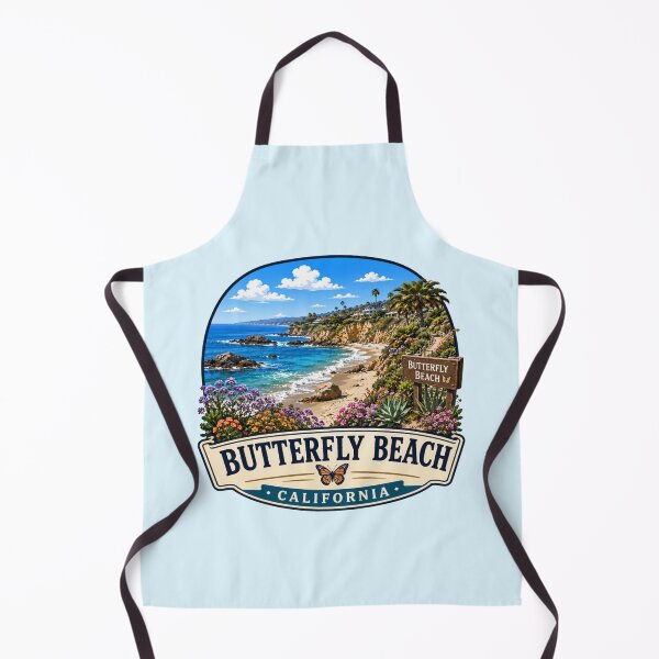 Item preview, Butterfly Beach, California - Coastal Cliffs & Monarch Butterfly designed and sold by Myra365Art.