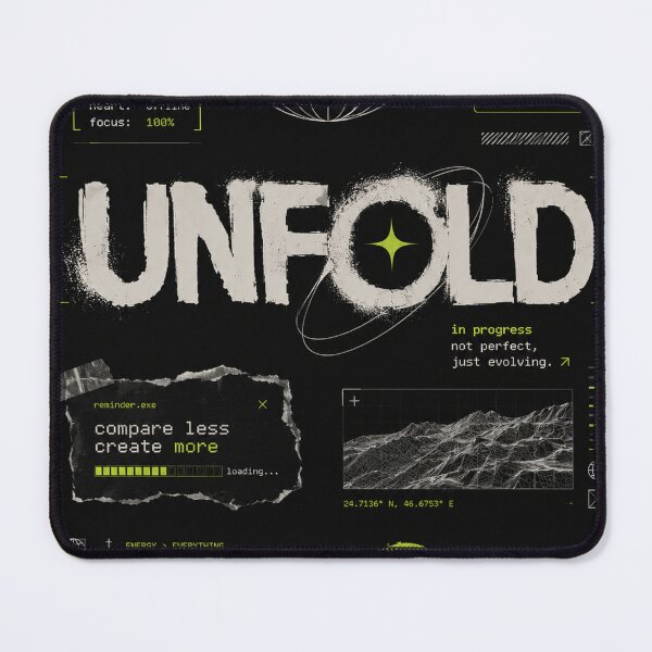 Item preview, UNFOLD – In Progress Not Perfect Just Evolving Cyberpunk Motivation Design designed and sold by NBT-NOVA.