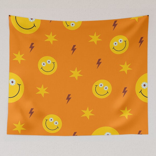 Item preview, Groovy Smiley Daisy Pattern | Retro Happy Face Seamless Y2K Design designed and sold by RJACreative.