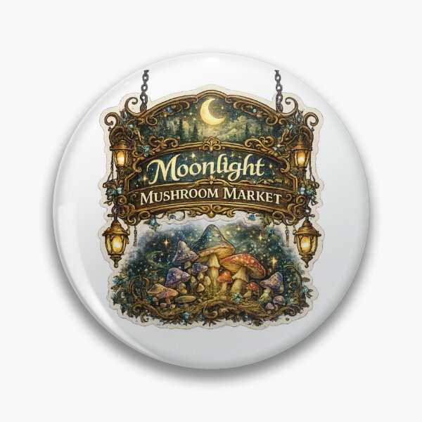 Item preview, Moonlight Mushroom Market | Enchanted Fantasy Merchant Sign | Cottagecore Mushroom Art designed and sold by MrDev.