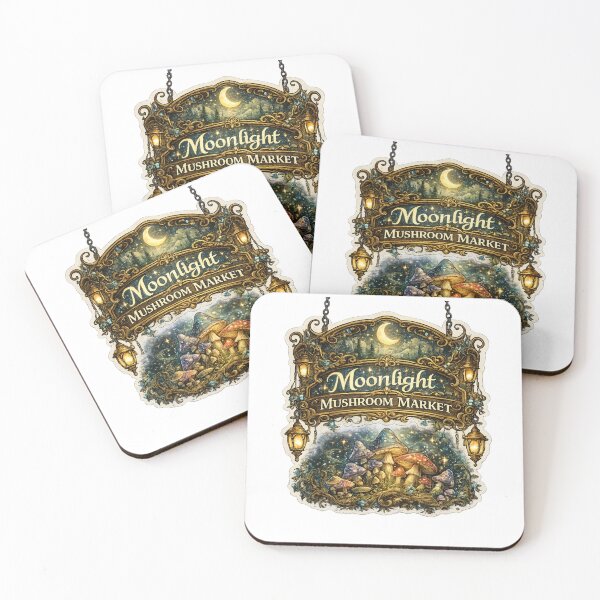Item preview, Moonlight Mushroom Market | Enchanted Fantasy Merchant Sign | Cottagecore Mushroom Art designed and sold by MrDev.