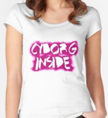 Camiseta entallada de cuello redondo Cyborg Inside (rosa)
