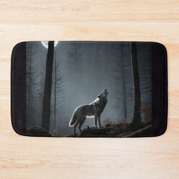 Item preview, Wolf Crescent Moon Over Crimson Forest designed and sold by GeoWhimsy Studio.