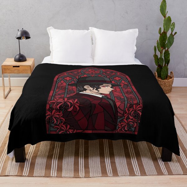 Item preview, Muzan Kibutsuji Demon Slayer Red Gothic Stained Glass Portrait designed and sold by mildaclairmo.
