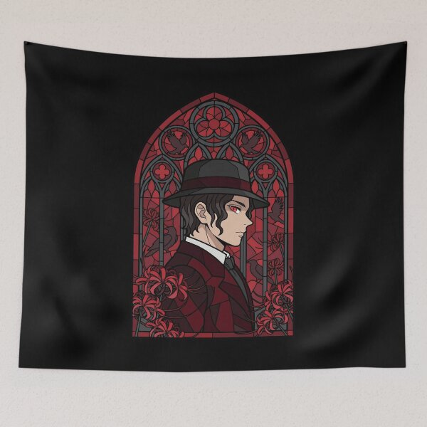Item preview, Muzan Kibutsuji Demon Slayer Red Gothic Stained Glass Portrait designed and sold by mildaclairmo.