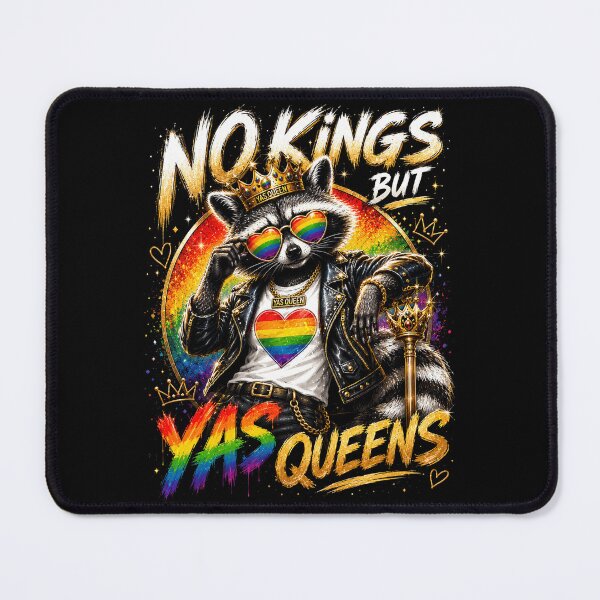 Item preview, No Kings But Yas Queens - Rainbow LGBTQ Ally Raccoon Pride designed and sold by elongatedjazz.