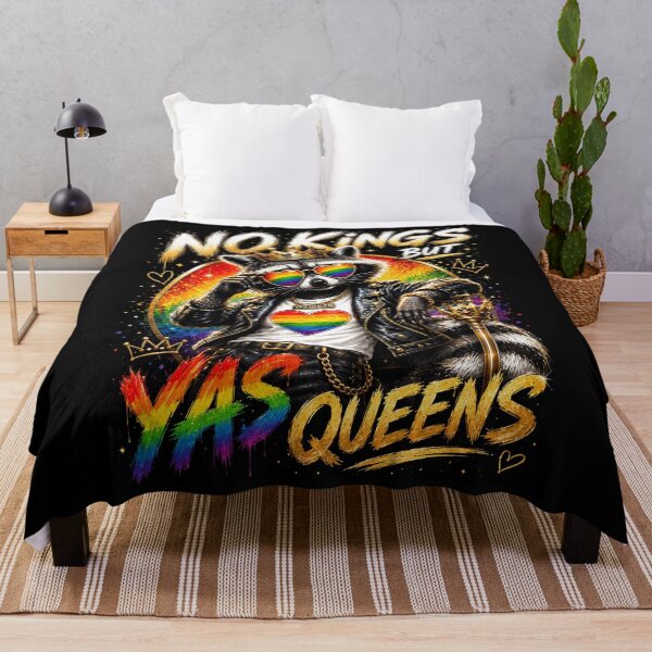 Item preview, No Kings But Yas Queens - Rainbow LGBTQ Ally Raccoon Pride designed and sold by elongatedjazz.