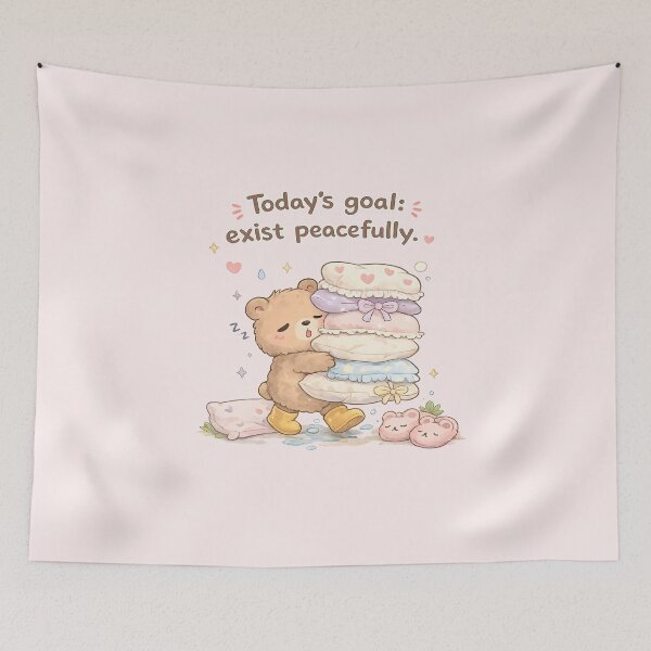 Item preview, Exist Peacefully Cute Bear Relaxing Calm Nature Art designed and sold by ArtsyGlaze.
