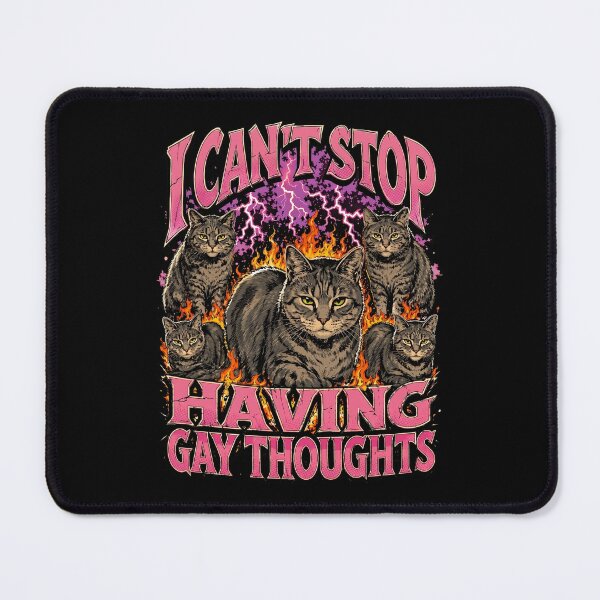 Item preview, Funny I Can't Stop Having Gay Thoughts 90s Bootleg Cat Meme designed and sold by Vermanartist.