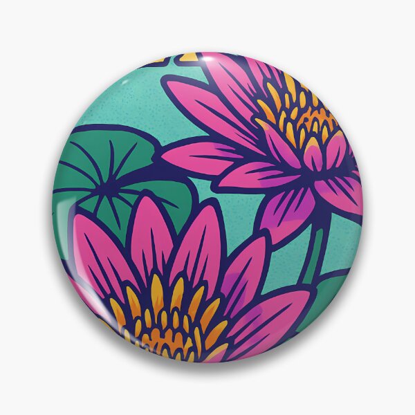 Item preview, Retro Pop Art Poster Illustration of Water Lily Flowers | Bold Aquatic Bloom Print with Serene Pond Reflections & Botanical Vintage Aesthetic | Elegant Floral Wall Art Decor designed and sold by PaintedPixels01.