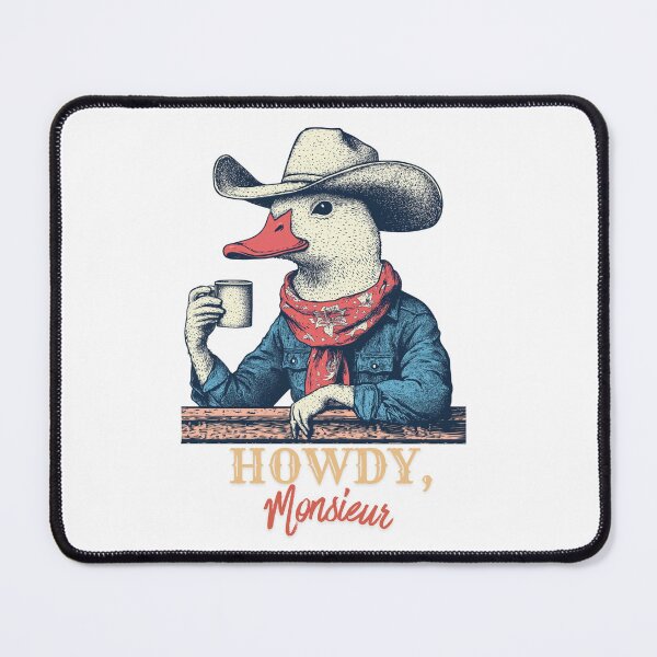 Item preview, Howdy Monsieur Funny Cowboy Duck Coffee Western Humor designed and sold by DustGoldStudio.