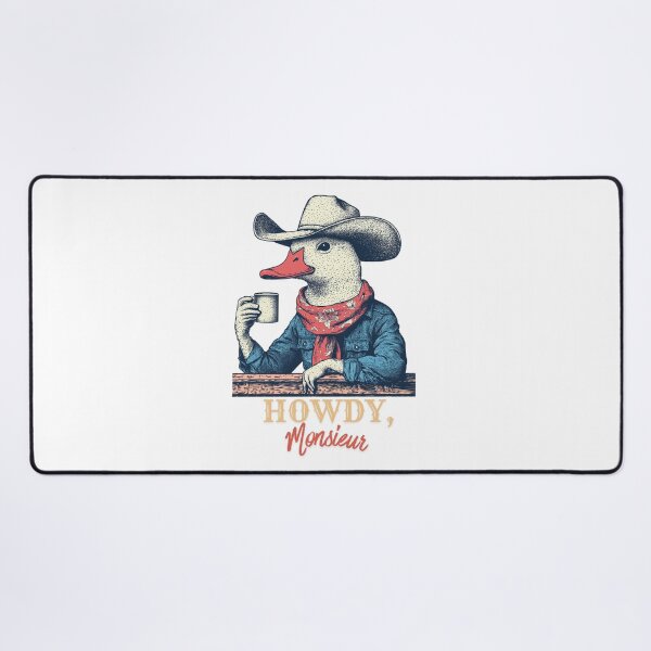 Item preview, Howdy Monsieur Funny Cowboy Duck Coffee Western Humor designed and sold by DustGoldStudio.