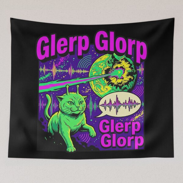 Item preview, Glerp Glorp Alien Cat Zapping Planet Retro Sci-Fi Space Adventure designed and sold by Kitkin.
