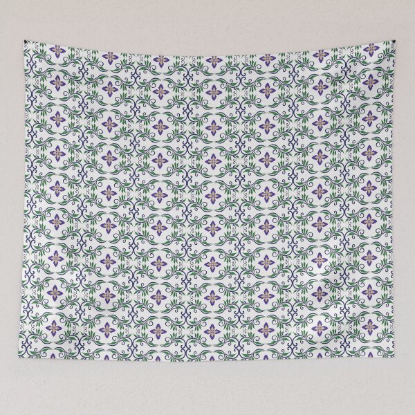 Item preview, Oriental traditional floral seamless ornament pattern in navy blue, purple and gold designed and sold by AjjimaJKM.