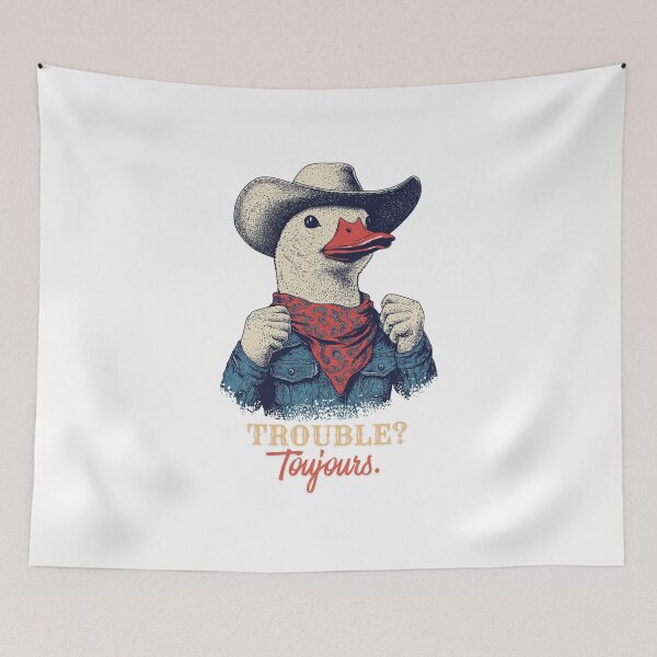 Item preview, Cowboy Duck Trouble Toujours Funny Western Sarcastic Duck Gift designed and sold by DustGoldStudio.