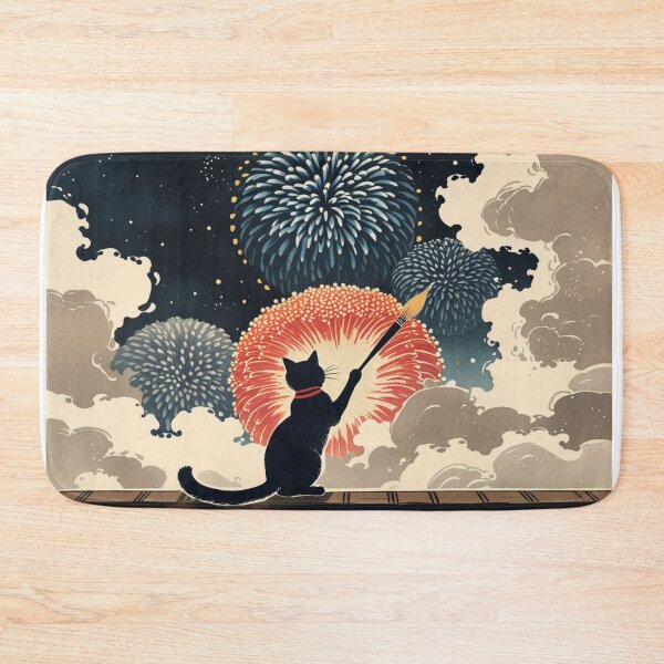 Item preview, Cat Painting the Night Sky Fireworks designed and sold by LEO'S CREATURE　れおずくりーちゃー.