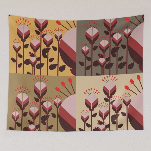Item preview, Abstract Geometric Floral Pattern in Warm Autumn Tones designed and sold by PowerAntShop.