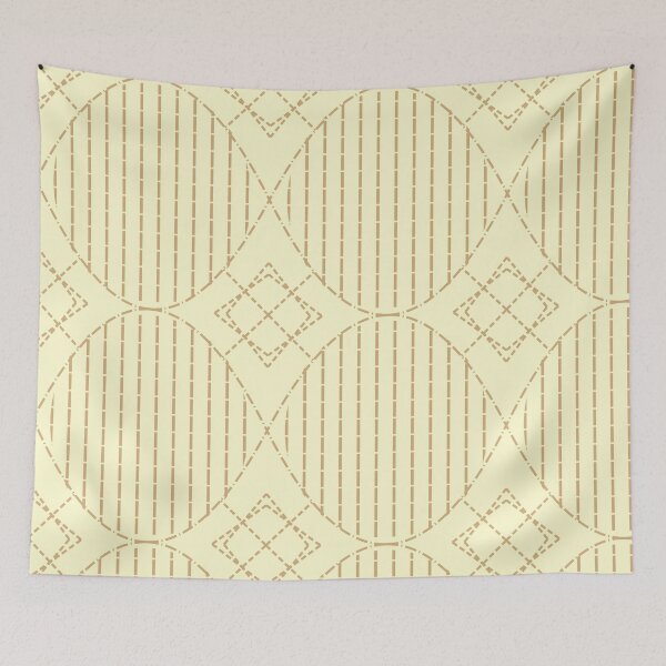 Item preview, Minimalist beige DNA circular seamless pattern with geometric dashed lines designed and sold by Longsilp.