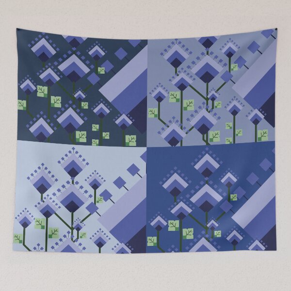 Item preview, Abstract Geometric Floral Pattern in Cool Blue Shades designed and sold by PowerAntShop.