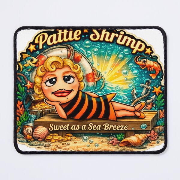 Item preview, Pattie Shrimp: Retro Pin-up Mermaid Kitsch Aesthetic designed and sold by Surreal Characters & Cute Pups.