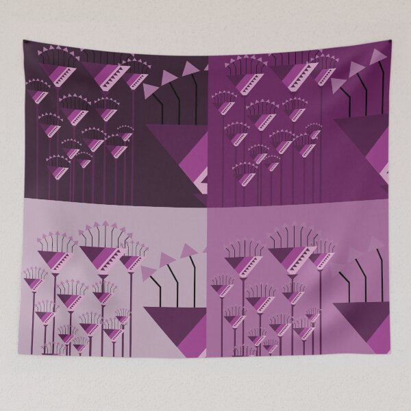 Item preview, Abstract Geometric Floral Pattern in Elegant Purple Hues designed and sold by PowerAntShop.