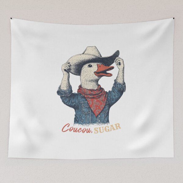 Item preview, Cowboy Duck Coucou Sugar Funny French Western Cute Greeting Gift designed and sold by DustGoldStudio.