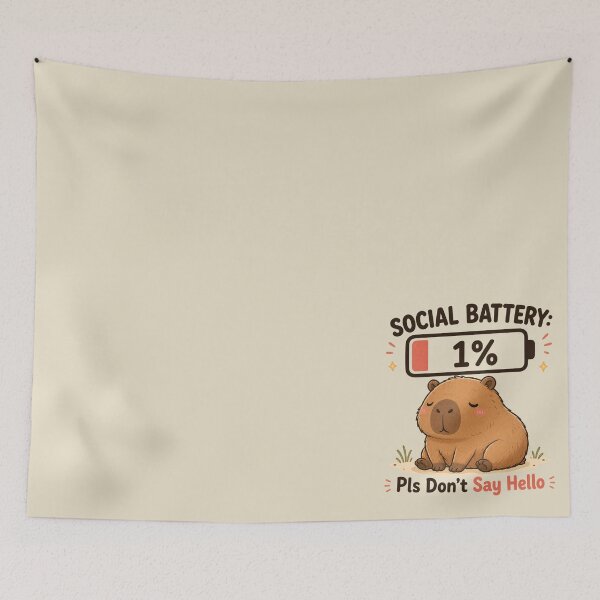 Item preview, Social Battery 1% Capybara Mood T-Shirt designed and sold by rygenr8.