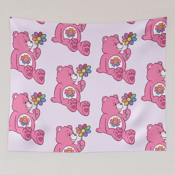 Item preview, Cute Pink Bear with Rainbow Flower Illustration designed and sold by dyrestald.