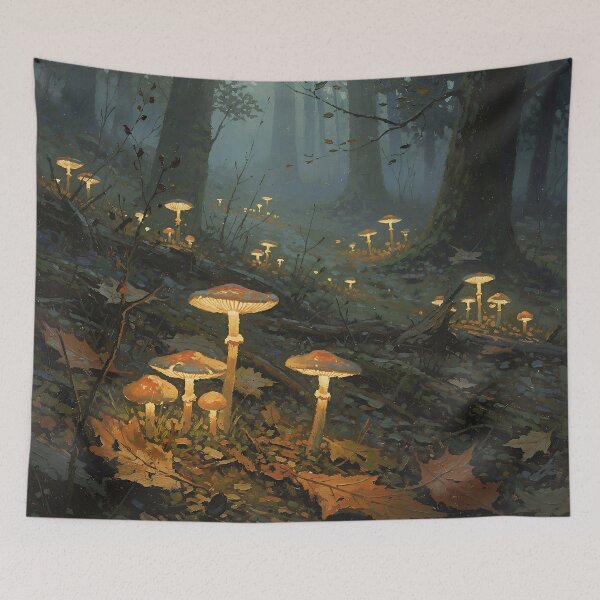 Item preview, Enchanted Glowing Mushrooms Forest | Mystical Fantasy Woodland Art designed and sold by cr6zym1nd.