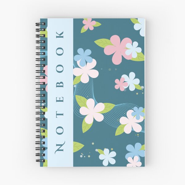 Item preview, Flower Teal Notebook designed and sold by KozyLeaf Studio.