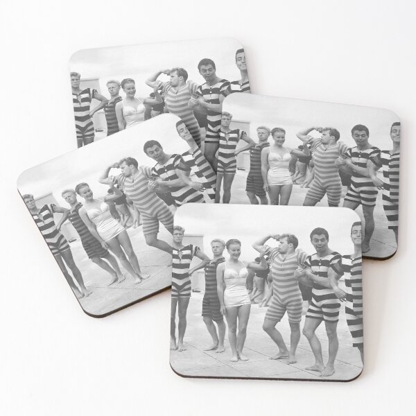 Item preview, Muscle Men At Beach, Funny Vintage Black and White Old Photo designed and sold by modernretro.