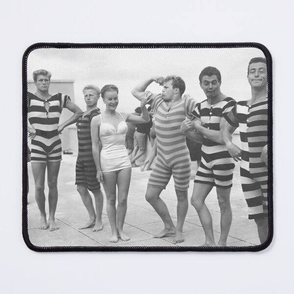 Item preview, Muscle Men At Beach, Funny Vintage Black and White Old Photo designed and sold by modernretro.