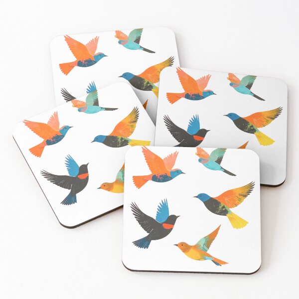 Item preview, Minimalist Woodblock Print of Birds in Flight designed and sold by thelivingrp.