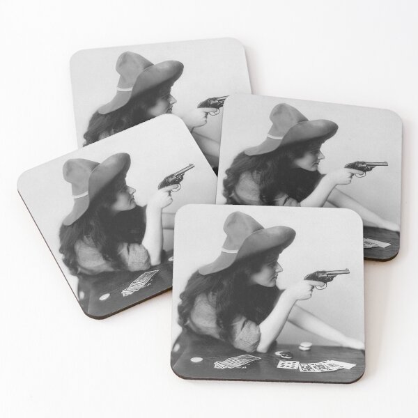 Item preview, Cowgirl With Gun, Vintage Black and White Old Photo designed and sold by modernretro.