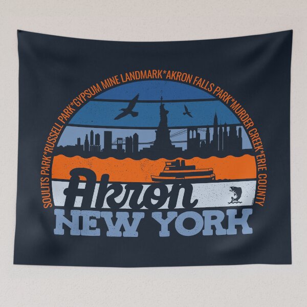 Item preview, Akron New York Sunset Retro Vintage Local Pride Logo designed and sold by CRHPOD20.