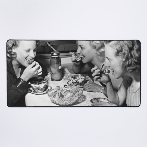 Item preview, Women Eating Pasta, Vintage Black and White Old Photo designed and sold by modernretro.
