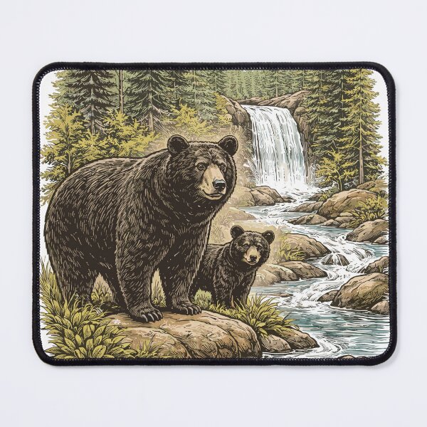 Item preview, Bear Family in Forest Waterfall designed and sold by Matinez Pink.